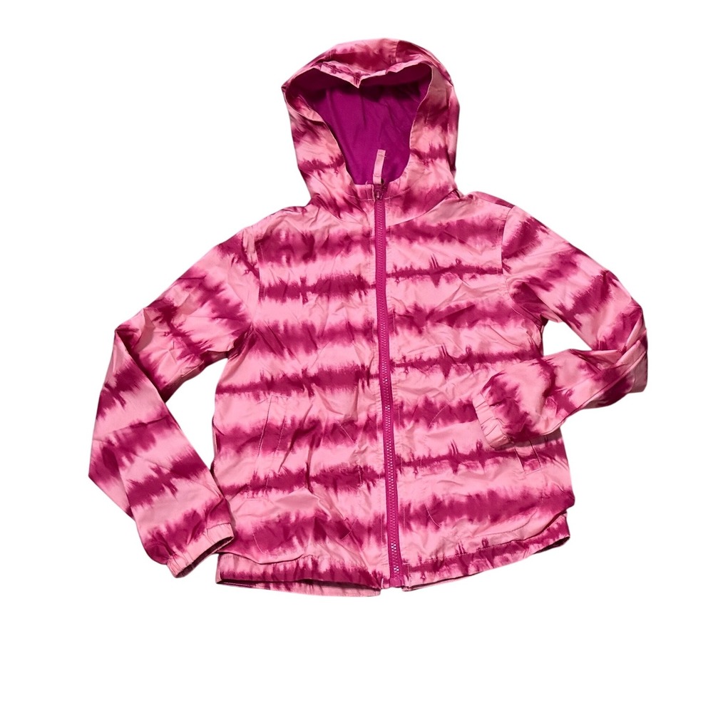 Cat & Jack Girls Pink Tie Dye Windbreaker Hooded Jacket Magenta Size M 7/8